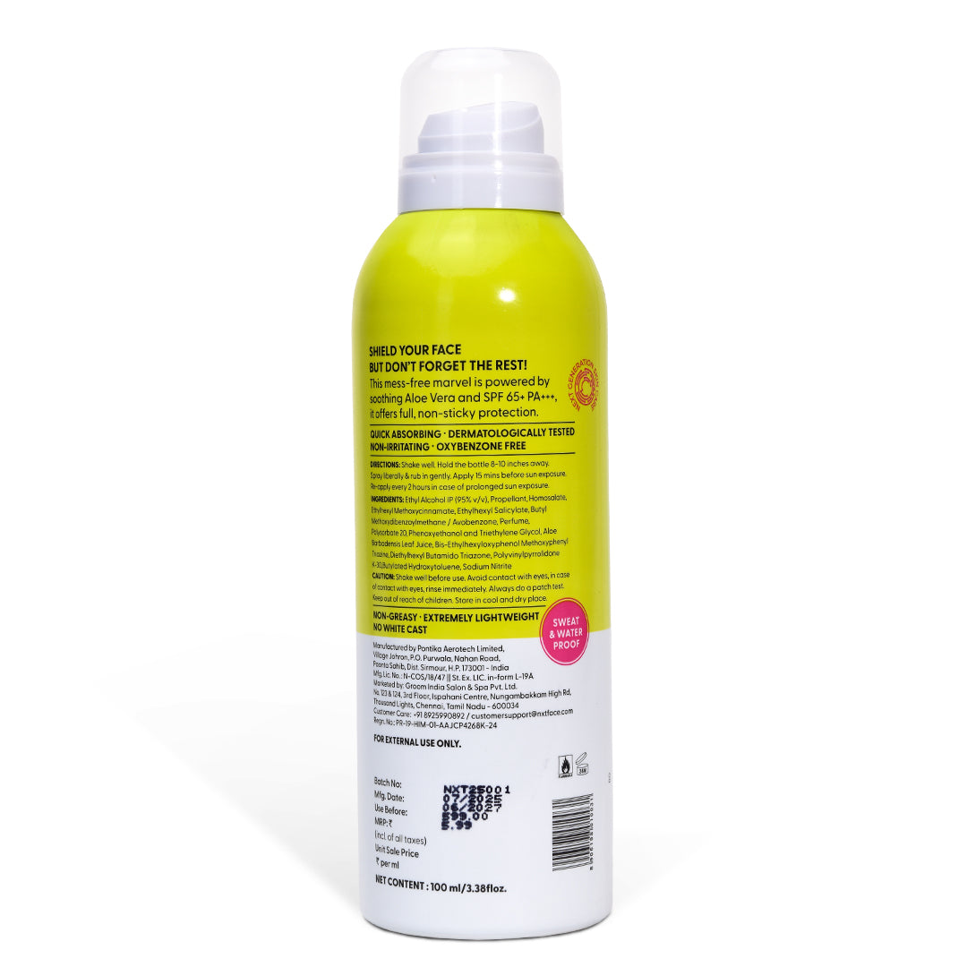 NXTFACE Sporty Sunscreen Spray - SPF 65+ PA++++ | 100ml image 7