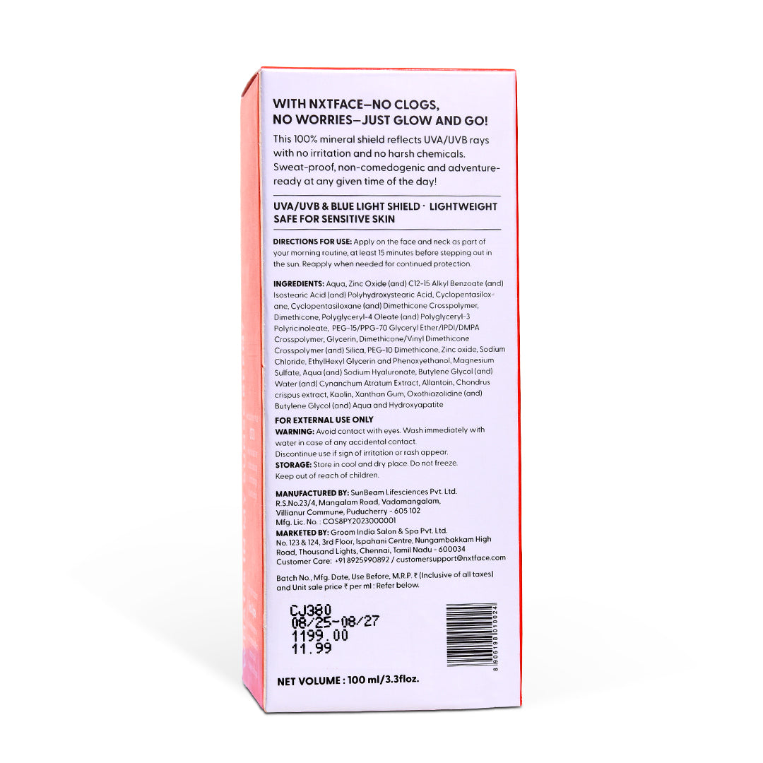NXTFACE 100% Mineral Sunscreen - SPF 50 PA++++ | 100ml image 11