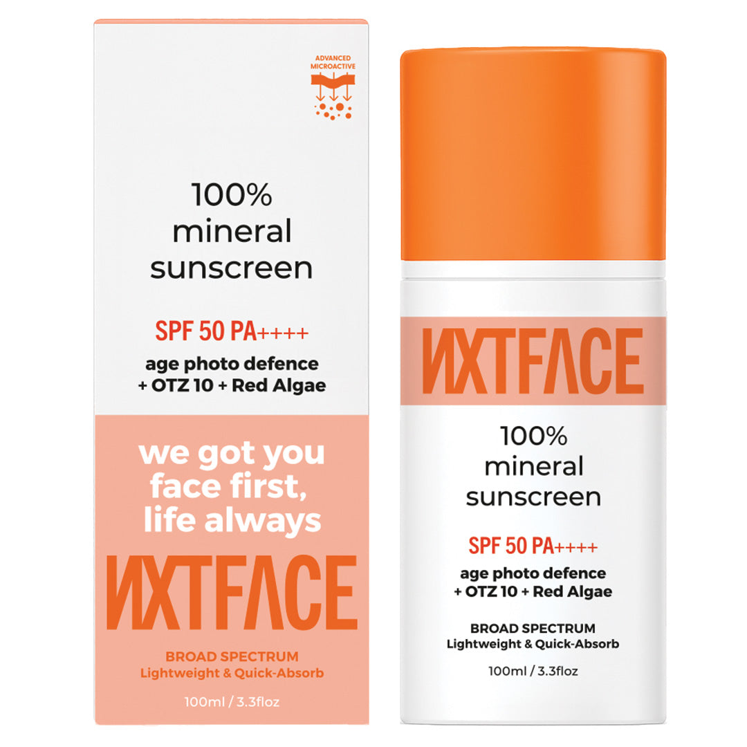 NXTFACE 100% Mineral Sunscreen - SPF 50 PA++++ | 100ml