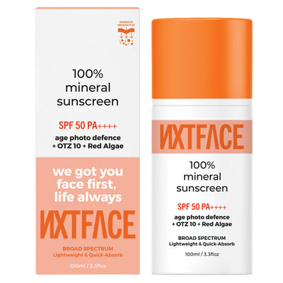 NXTFACE 100% Mineral Sunscreen - SPF 50 PA++++ | 100ml