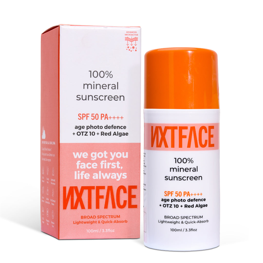 NXTFACE 100% Mineral Sunscreen - SPF 50 PA++++ | 100ml
